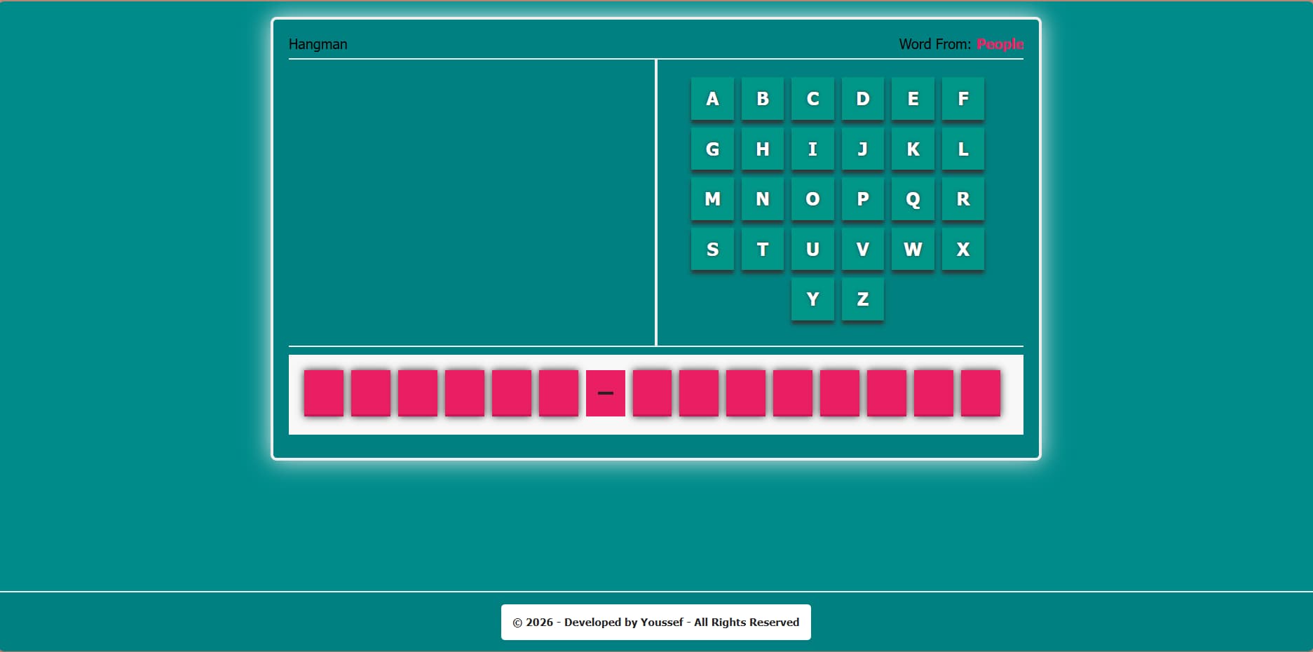 Hangman Game - Classic word guessing game with animated hangman drawing and keyboard